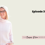 Episode 308 How to Be Selfish Reclaiming the Right to Self with Suzy Reading - The Baggage Reclaim Sessions with Natalie Lue banner. Suzy Reading wearing a pale pink jumper with her hands resting on her waist